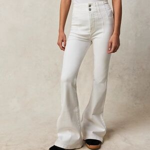Free People Jayde White Flare Jeans Denim High Rise